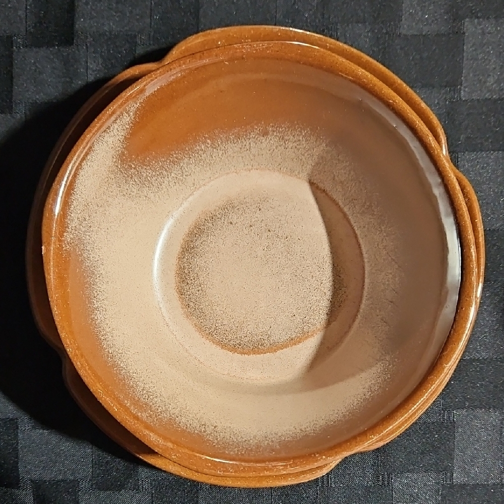 Vintage Frankoma Pottery Plainsman Brown Tan Bowl & Plate (5XL & 5G Patterns)